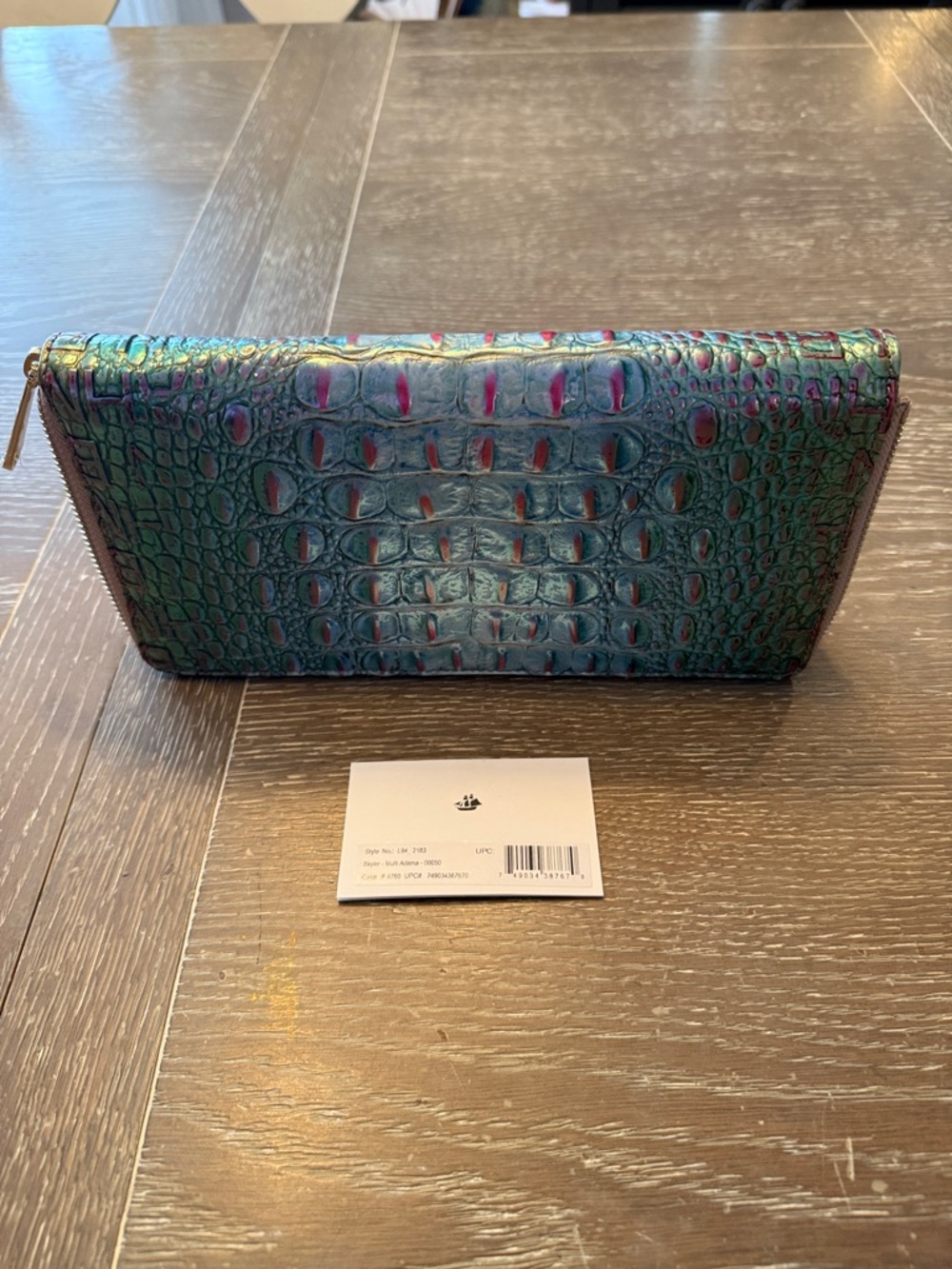 Brahmin large clutch wallet Skyler Multi Adama Iridescent CrocEmbossed read Rare - Picture 3 of 12
